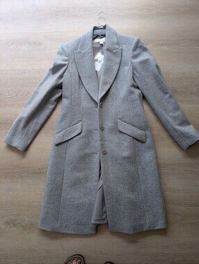 Size 10 Michael Kors Light Grey Tailored Wool Pea Coat